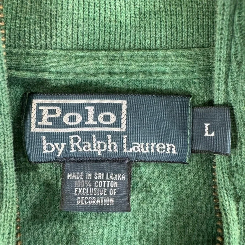 Polo Ralph Lauren Quarter Zip Pullover Mens L Cotton Rib Knit Green Classic L